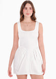 Vestido corto de tiras en contraste con recogidos en falda - GERANIO