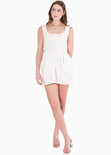 Vestido corto de tiras en contraste con recogidos en falda - GERANIO