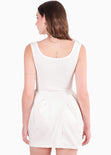 Vestido corto de tiras en contraste con recogidos en falda - GERANIO