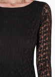 Vestido corto manga larga y de encaje color negro para mujer - Flashy