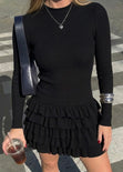Vestido corto manga larga y falda con boleros - OTOÑO.NEGRO
