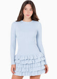 Vestido corto manga larga y de encaje - OTOÑO.SKY