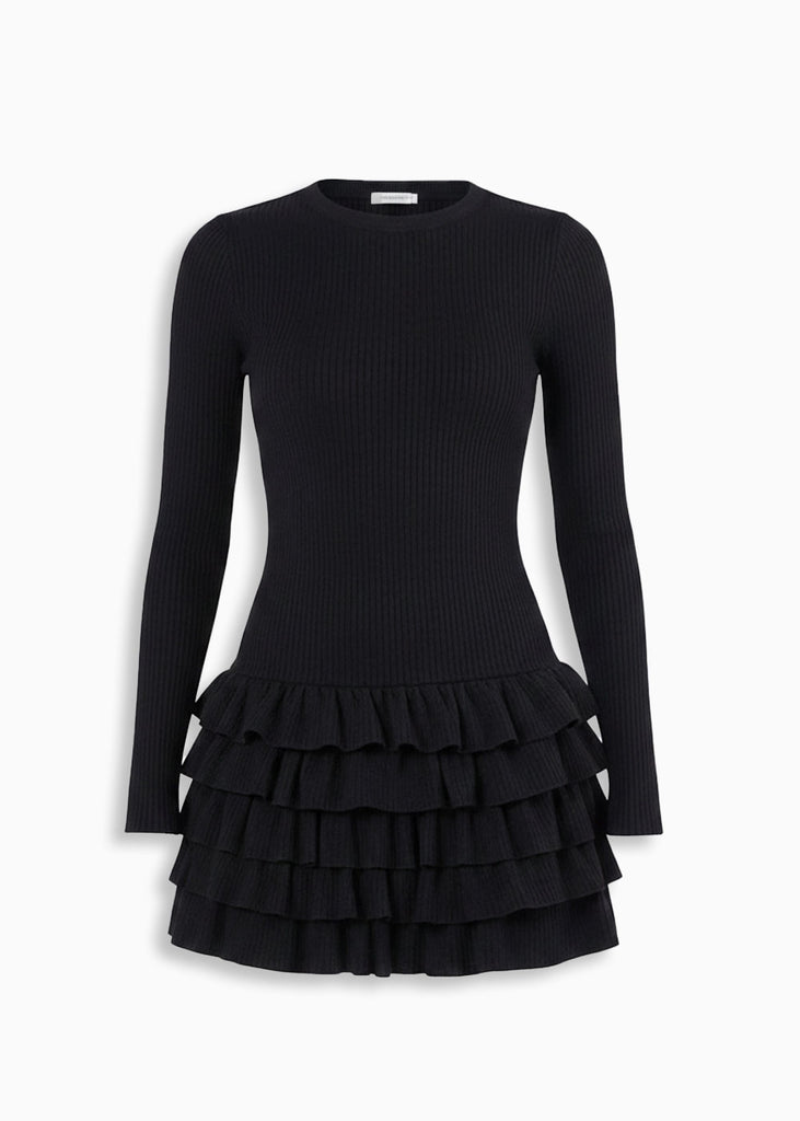 Vestido corto manga larga y falda con boleros - OTOÑO.NEGRO