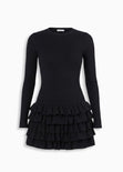 Vestido corto manga larga y falda con boleros - OTOÑO.NEGRO