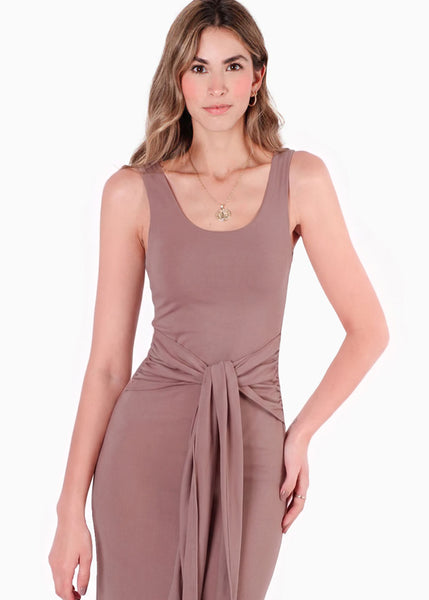 Vestido largo con amarre en cadera - PALMARES