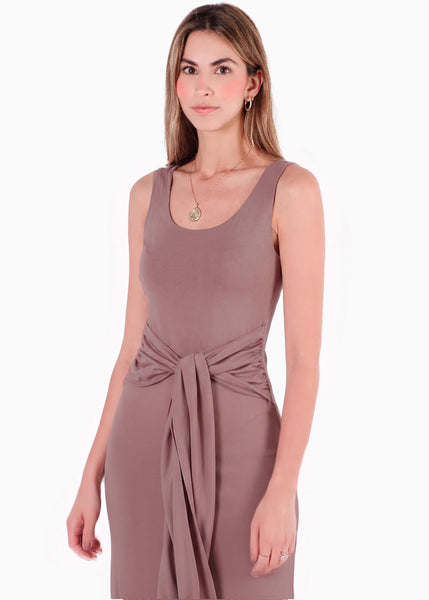 Vestido largo con amarre en cadera - PALMARES