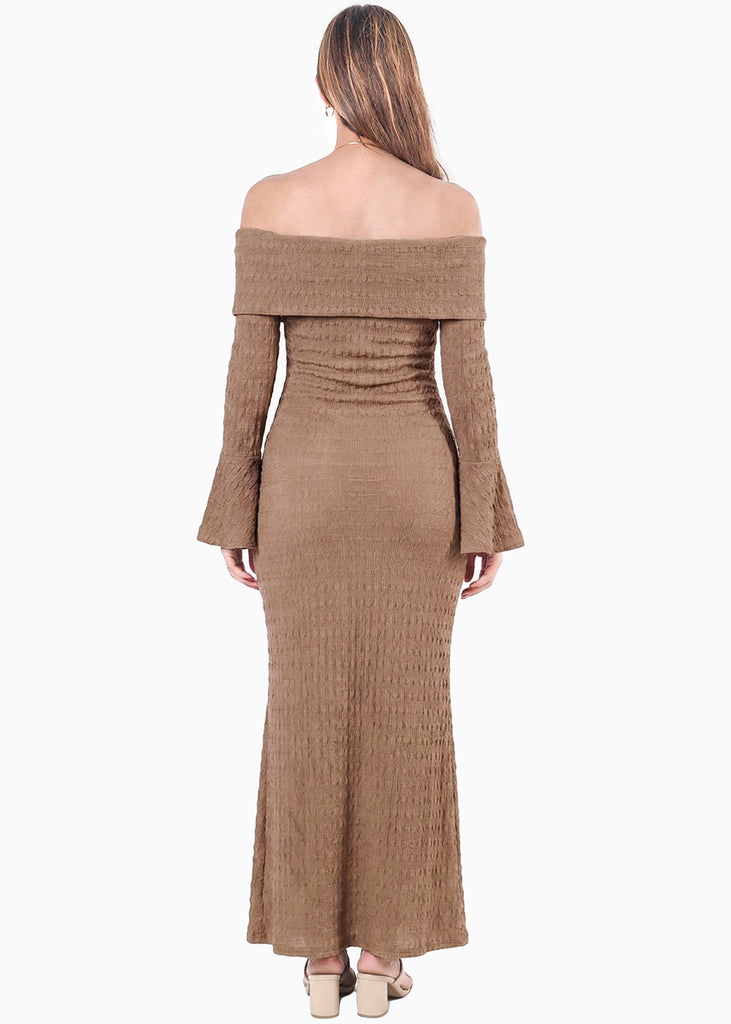 Vestido largo con bolero en mangas y escote bandeja - ENSENADA