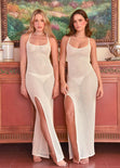 Vestido largo de malla y sin mangas color blanco, marfil para mujer - Flashy