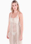 Vestido largo de tiras y de malla para mujer - Flashy