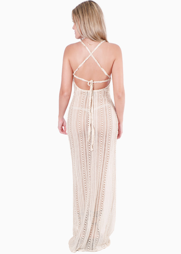 Vestido largo de tiras y de malla para mujer - Flashy