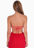 Vestido largo strapless con cut out en costados color rojo para mujer - Flashy