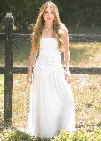 Vestido strapless falda suelta - VERANO