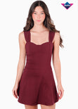 Vestido tipo corset con mangas efecto drapeado color rojo para mujer - Flashy