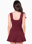 Vestido tipo corset con mangas efecto drapeado color rojo para mujer - Flashy