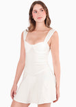 Vestido tipo corset con mangas efecto drapeado para mujer - Flashy
