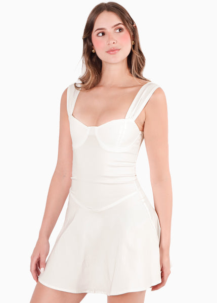 Vestido tipo corset con mangas efecto drapeado para mujer - Flashy