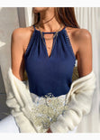 Blusa cuello en halter y ojalillo para mujer - Flashy