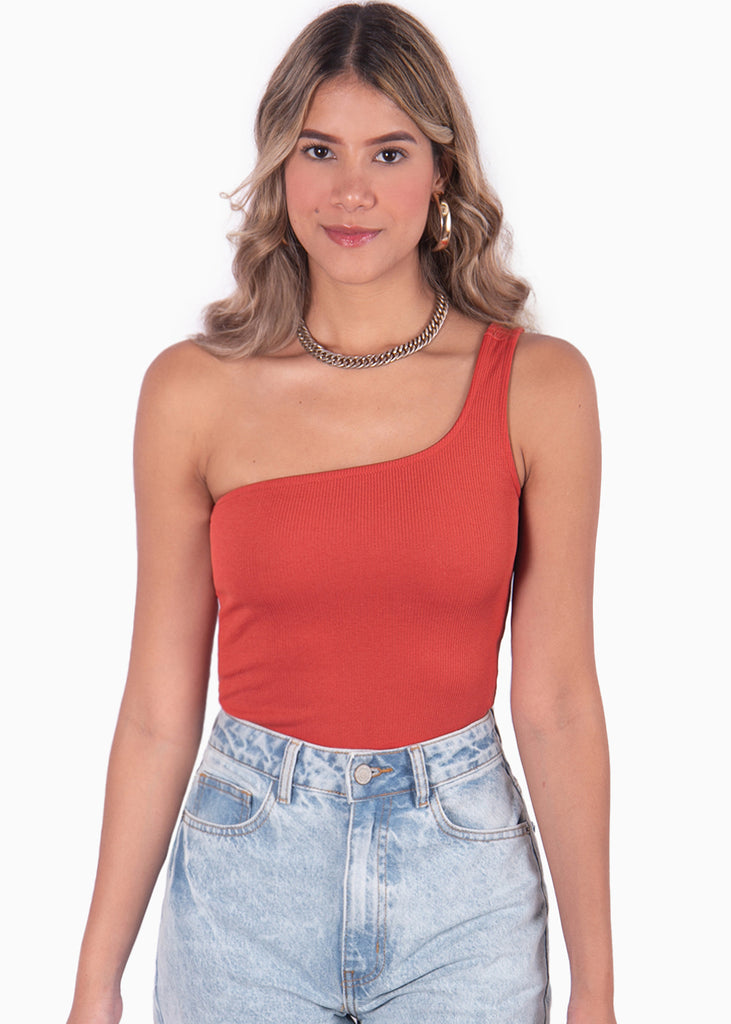 Body terracota de un solo hombro para mujer Flashy