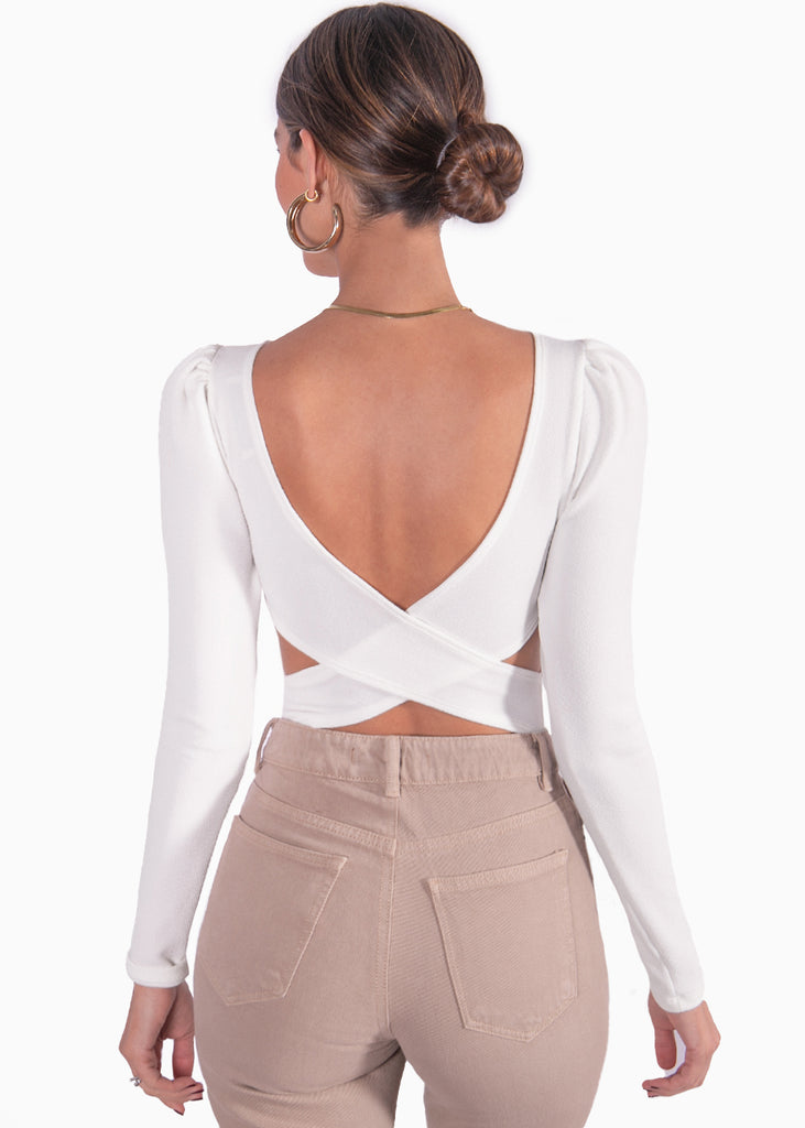 Body manga larga con espalda descubierta y cuello redondo - HATTIE