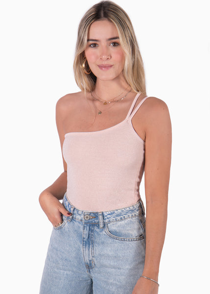 Body rosa sin mangas con cruce en escote para mujer Flashy