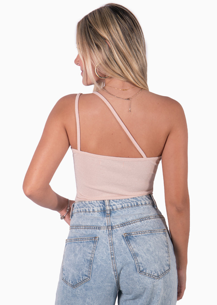 Body rosa sin mangas con cruce en escote para mujer Flashy