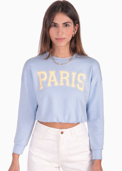 Buzo azul corto con estampado "Paris" para mujer Flashy