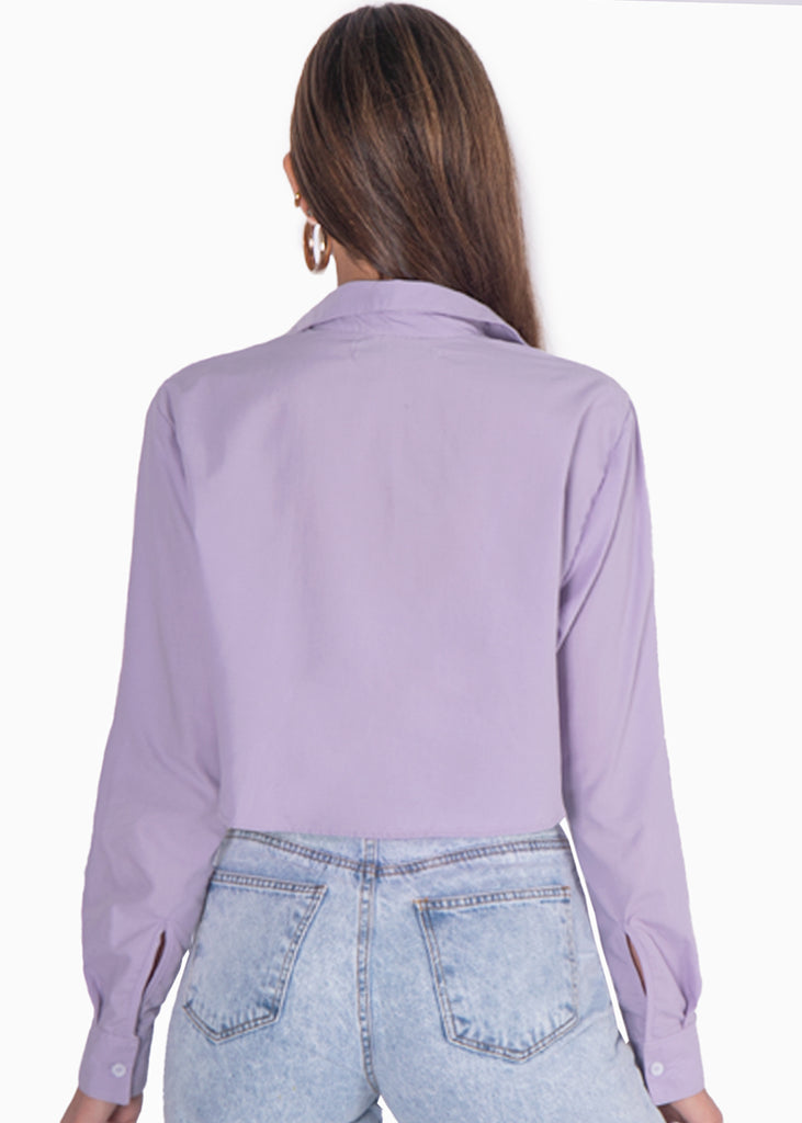 Camisa crop manga larga con botones - KARLA