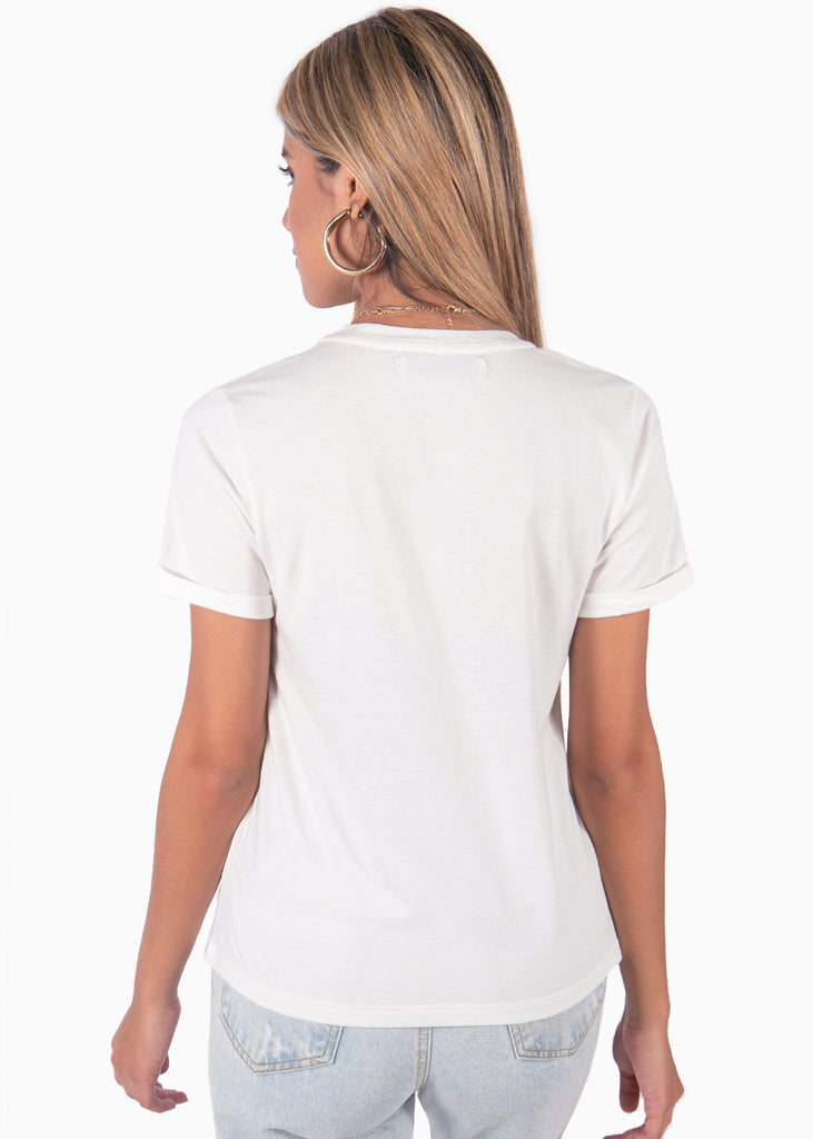 Camiseta blanca con bordado "Babe" para mujer Flashy
