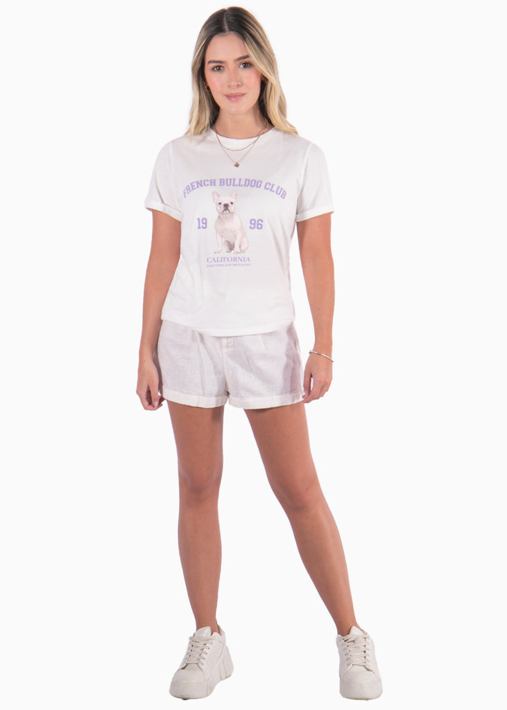 Camiseta con estampado "French bulldog club"  para mujer - Flashy