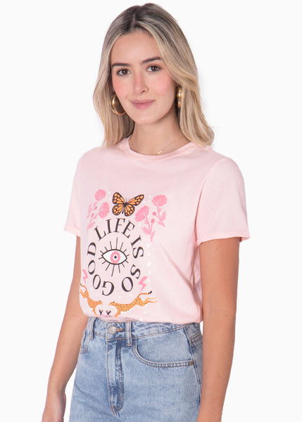 Camiseta con estampado "Life is so good" - LAYCE