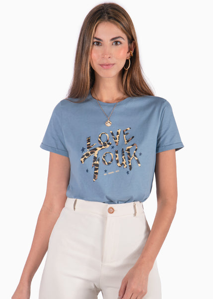 Camiseta con estampado "love tour" de animal print - KARISSA
