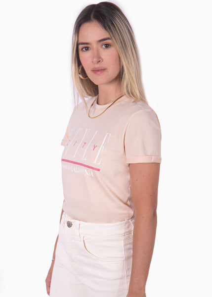 Camiseta rosa con estampado "Style city" para mujer Flashy