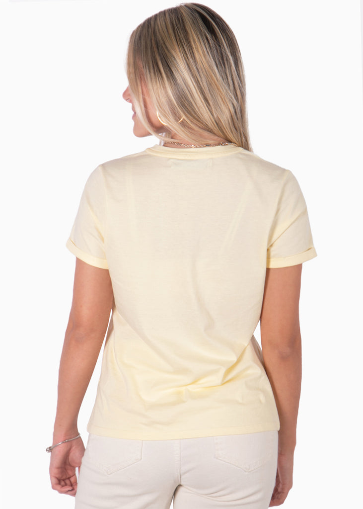 Camiseta amarillo con estampado "Verano eterno" para mujer Flashy