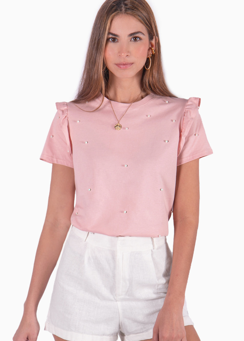 Camiseta Con Perlas y Boleros En Mangas Flashy Colombia