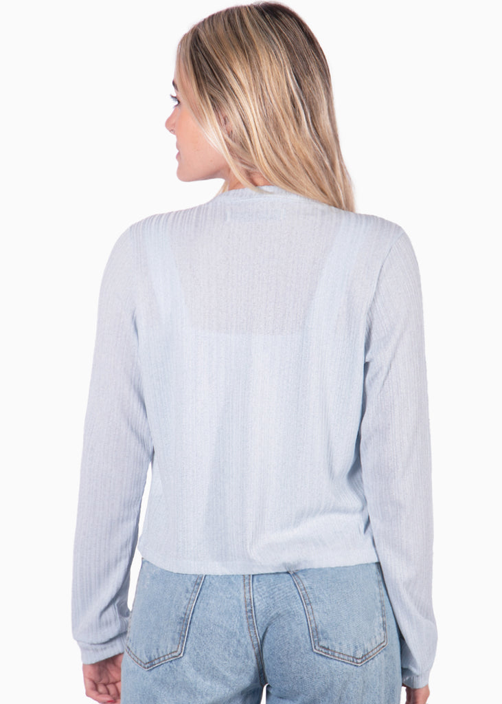 Cardigan azul manga larga tejido para mujer Flashy