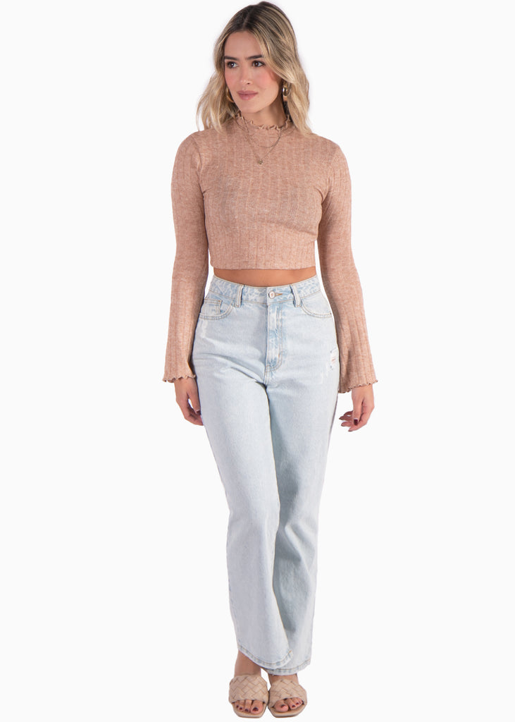 Crop top con cuello alto manga larga - LORELLA