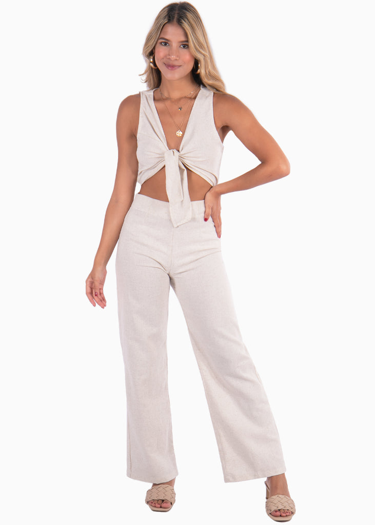 Crop top arena con escote anudado para mujer Flashy