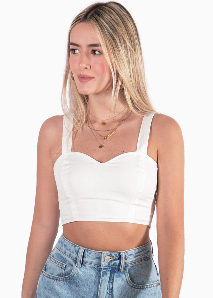 Crop top de tiras con escote corazón  para mujer - Flashy