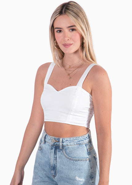 Crop top de tiras con escote corazón  para mujer - Flashy