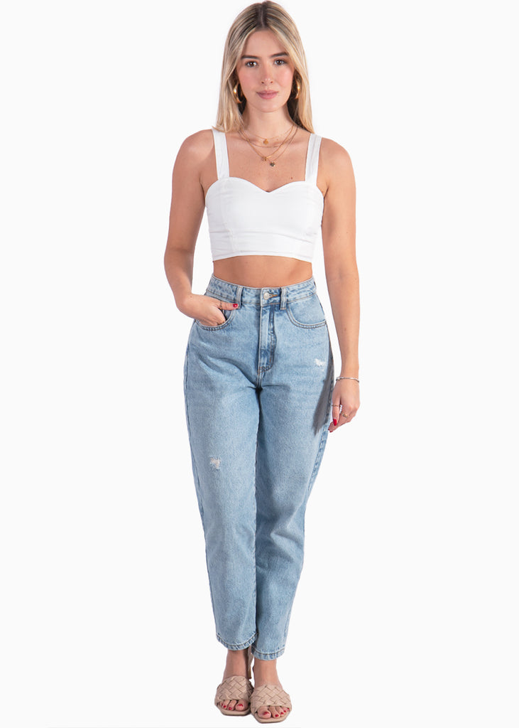 Crop top de tiras con escote corazón  para mujer - Flashy