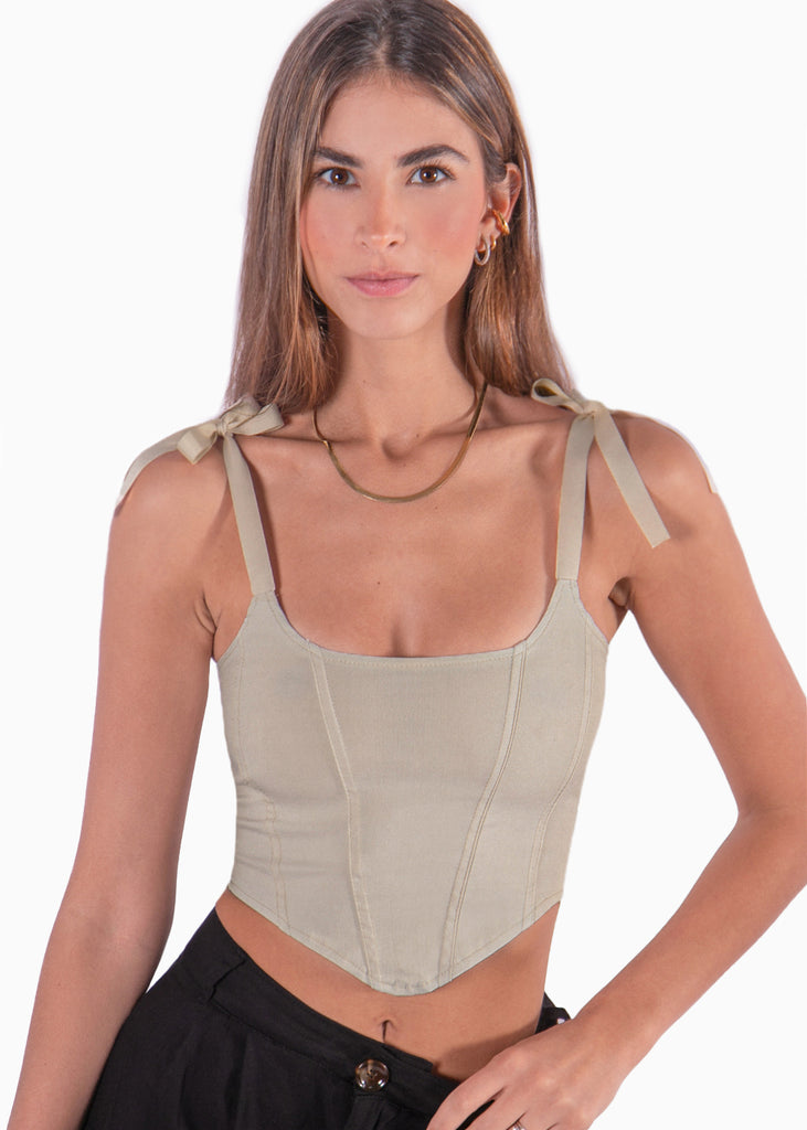 Crop top de tiras tipo corset - HILARIA