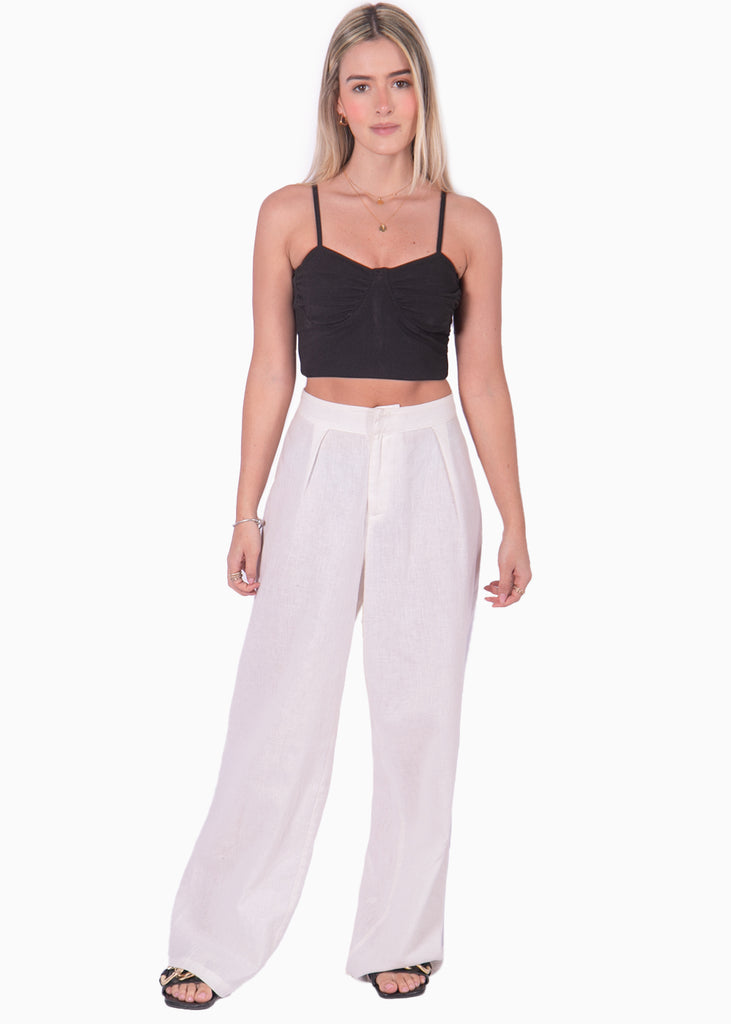 Crop top negro de tiras tipo corset para mujer Flashy