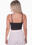 Crop top de tiras tipo corset color negro para mujer - Flashy