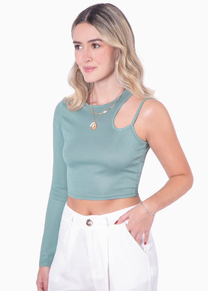 Crop top de un solo hombro con cut out - MELINE