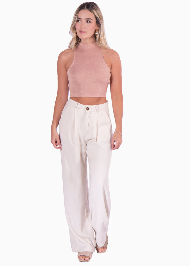 Crop top sin mangas con espalda descubierta y cuello halter - ILIA