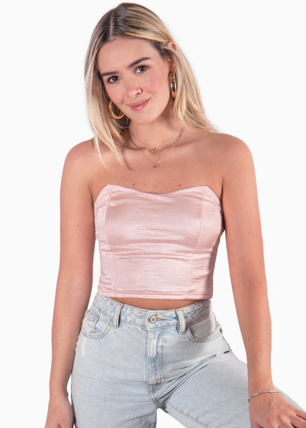 Crop top strapless con puntas - HELIA