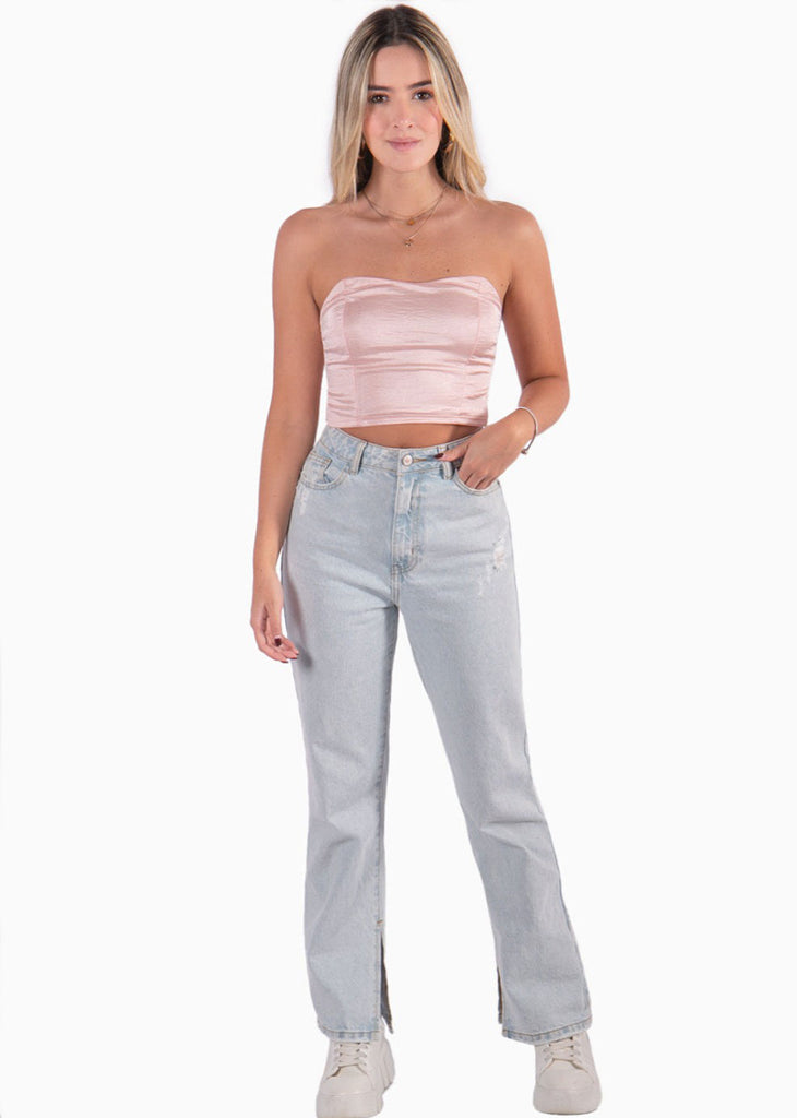 Crop top strapless con puntas - HELIA