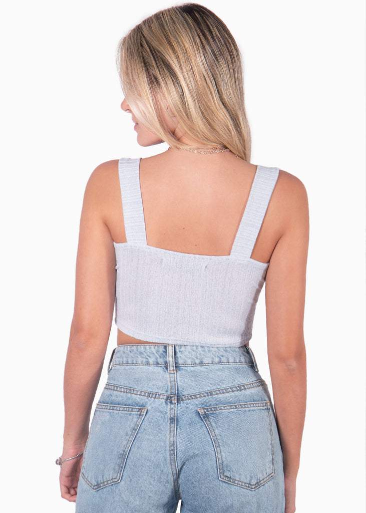 Crop top tejido azul de tiras con escote corazon para mujer Flashy