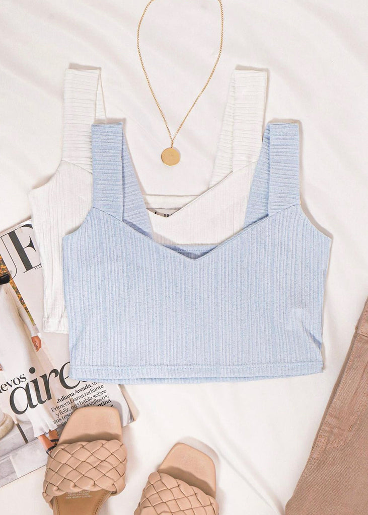 Crop top tejido de tiras con escote corazon - BIDDY