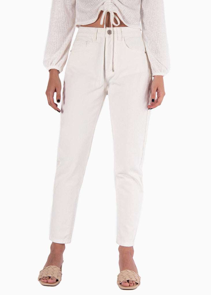 Mom jean blanco para mujer Flashy